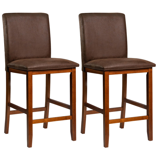Dreamade 26" Bar Stools Set of 2/4 Upholstered Counter Height Bar Chairs with Solid Rubber Wood Legs