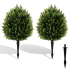 Dreamade 2 Pack Faux Cedar Bushes with Ground Spike Sun-Protective Fake Shrub Plants
