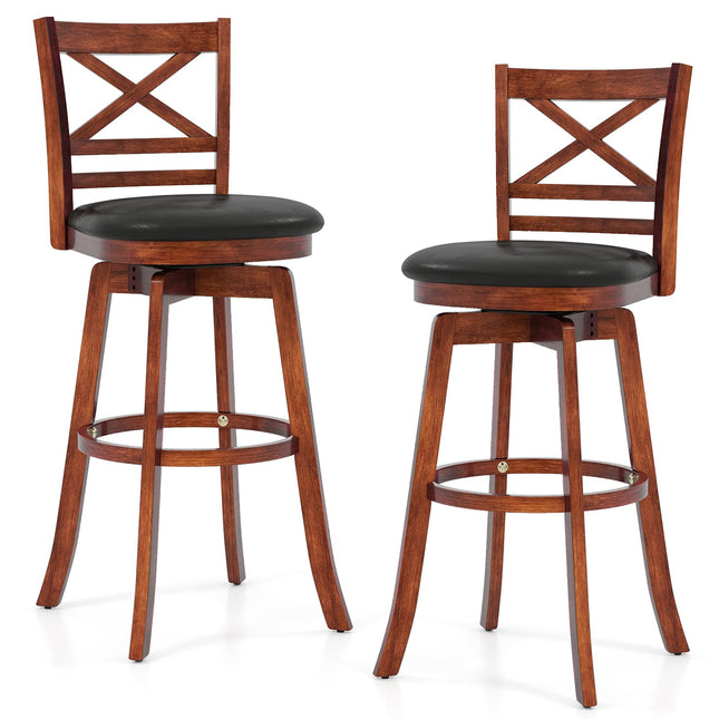 Dreamade 30.5 Inch Bar Height Chairs Stools Set of 2/4 with PU Faux Leather Upholstered Seat