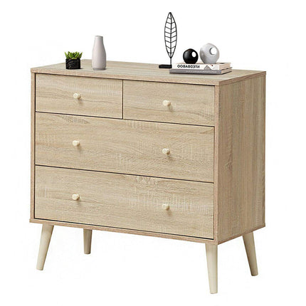 Dreamade 4-Drawer Dresser, Free-Standing Chest Wood Legs and Sliding Rail