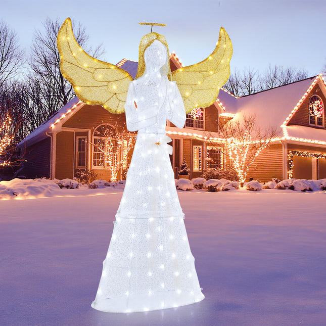 Dreamade 5 FT Christmas Pre-Lit Angel, Yard Lighted-up Festive Angel w/Halo