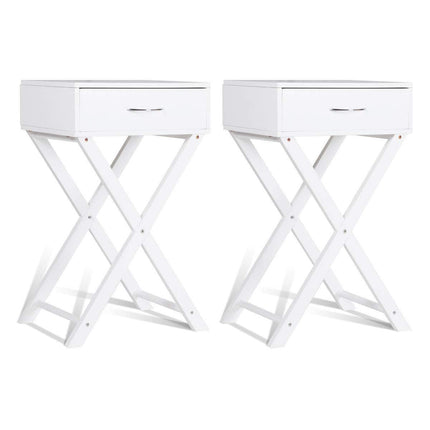 Dreamade Nightstand with Drawer X-Shaped Design Sofa Side Table