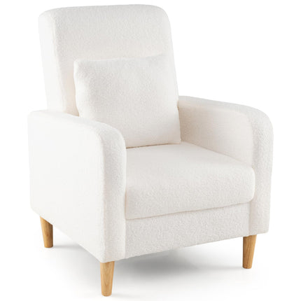 Dreamade Modern Accent Chair with Lumbar Pillow Teddy Fleece Cover