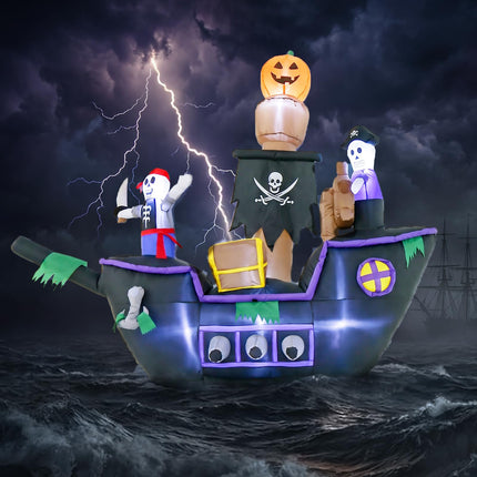 DREAMADE 7 FT Inflatable Halloween Pirate Ship for Outdoor Yard
