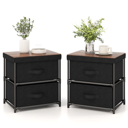 Dreamade Nightstand Set of 2 with 2 Fabric Drawers