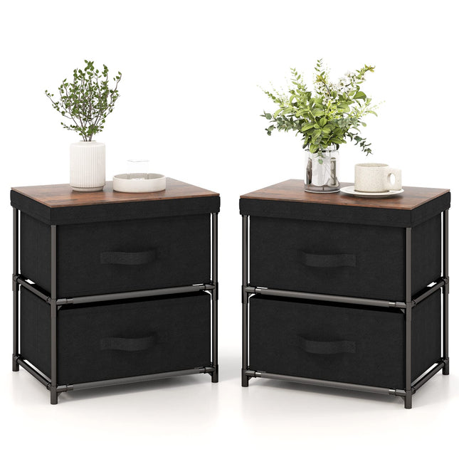 Dreamade Nightstand Set of 2 with 2 Fabric Drawers