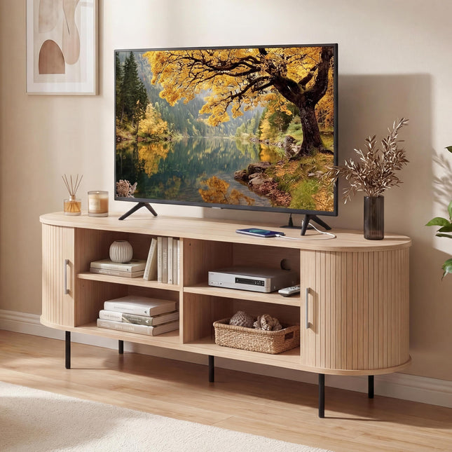 Dreamade Mid Century Curved Fluted TV Stand for TVs up to 60"