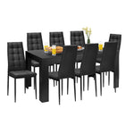 Dreamade 9 Pcs Dining Table Set, Wood Rectangular Table with 8 Upholstered Chairs Set