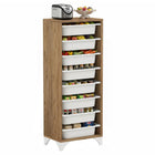 9-Tier Fruit and Vegetable Storage Rack Freestanding Wooden Pantry Organizer Cabinet