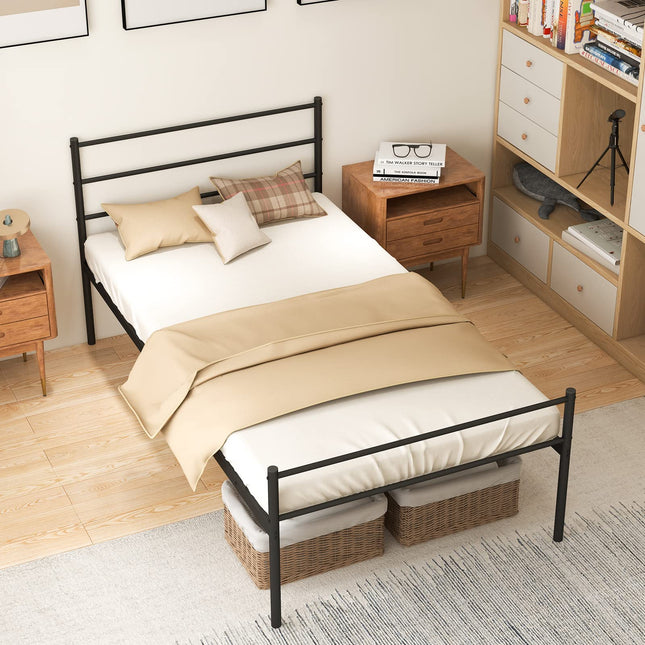 Dreamade Twin Size Metal Bed Frame with Headboard & Footboard, 13.5 Inch Platform Bed Frame