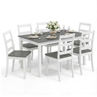 Dreamade 7-Piece Dining Table Set | Rectangular 60-inches Kitchen Table and 6 Dining Chairs with Rubber Wood Legs