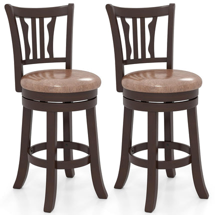 Dreamade 26" Upholstered Counter Height Swivel Bar Stools Set of 2/4 with Back and Solid Rubber Frame