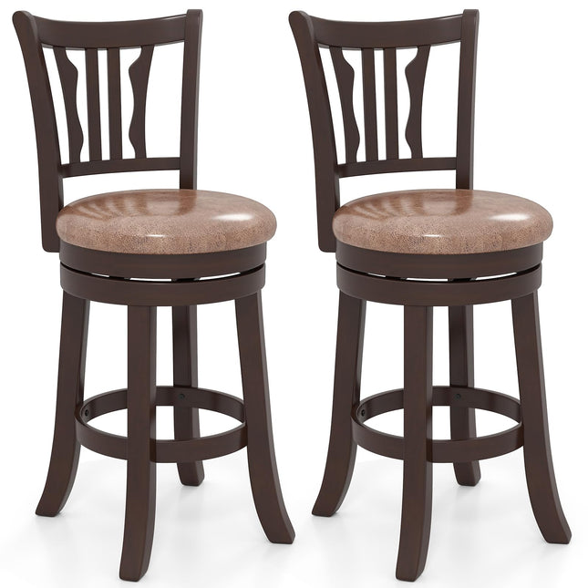 Dreamade 26" Upholstered Counter Height Swivel Bar Stools Set of 2/4 with Back and Solid Rubber Frame