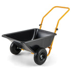 Dreamade Dual-Wheel Wheelbarrow, Heavy-Duty Garden Utility Cart with Built-in Stand, Pneumatic Tires, 330 Lbs Capacity, Foldable Handle