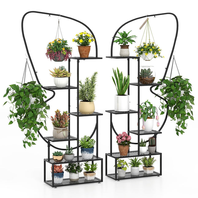 Dreamade 2 Pack 6-Tier Butterfly-Shaped Plant Stand Indoor