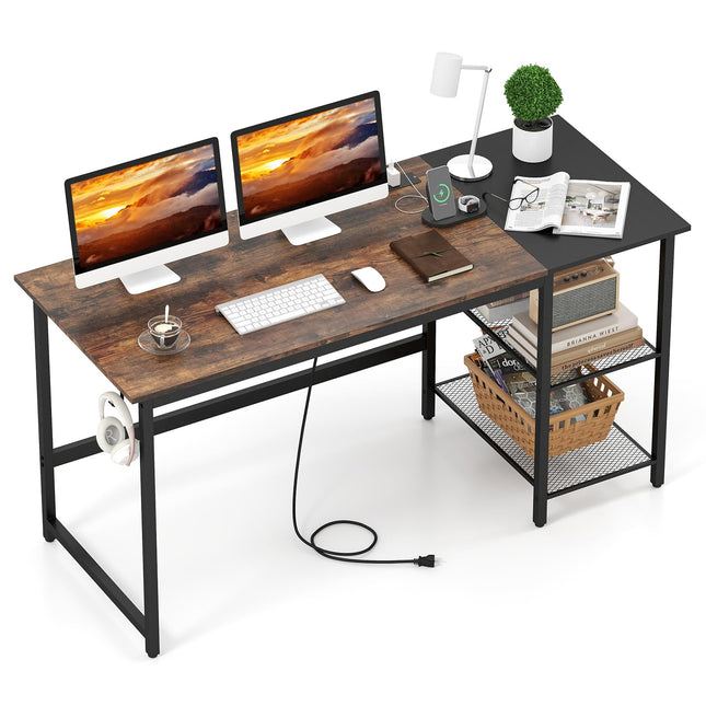 Dreamade 59 Inch Computer Desk with Charging Station