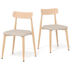 Dreamade Linen Fabric Upholstered Modern Dining Chair Set of 2/4 with Padded Seat and Curved Back