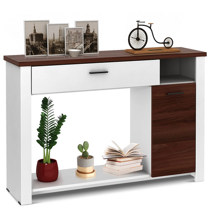 Dreamade Console Table 48 Inch Sofa Side Table with Drawer and Cabinet, Entryway Table