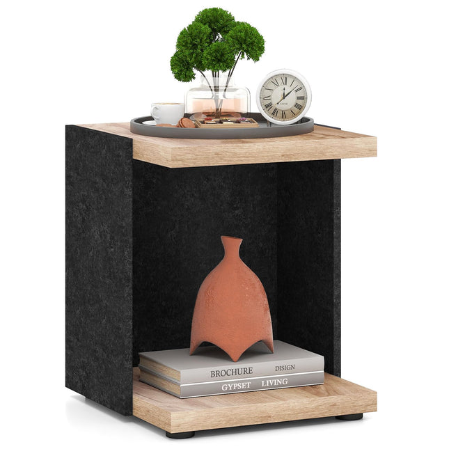 Dreamade 2-Tier Sofa Side Table with Open Storage Shelf
