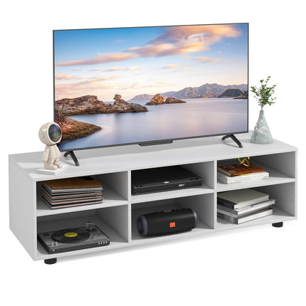 Dreamade TV Stand with Cube Storage - TV Console Cabinet w/ 6 Open Compartments