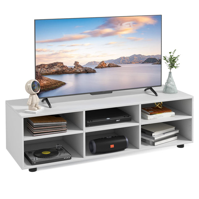 Dreamade TV Stand with Cube Storage - TV Console Cabinet w/ 6 Open Compartments