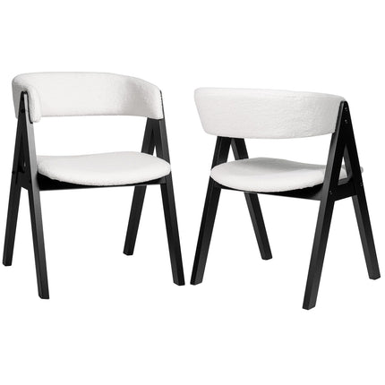 Dreamade Wooden Dining Chairs Set of 2/4 Modern Sherpa Upholstered Kitchen Chair