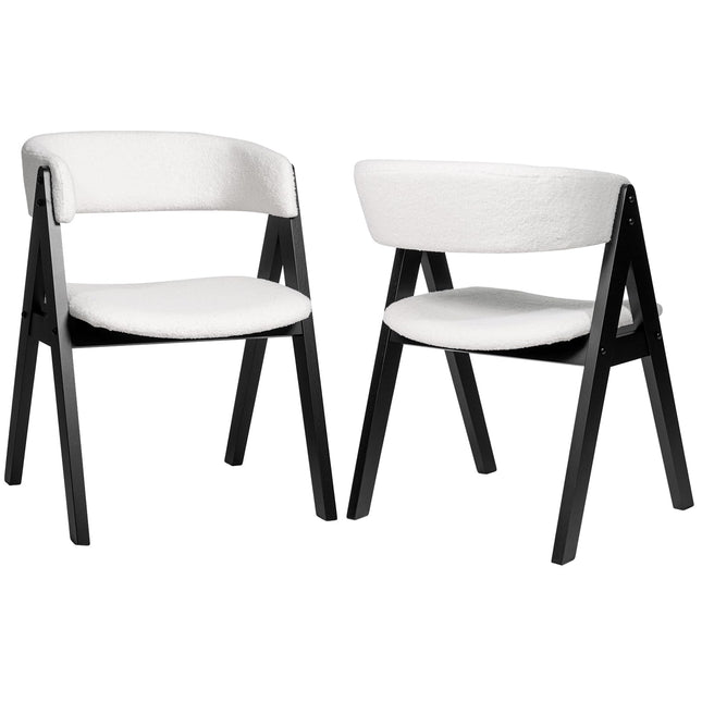 Dreamade Wooden Dining Chairs Set of 2/4 Modern Sherpa Upholstered Kitchen Chair