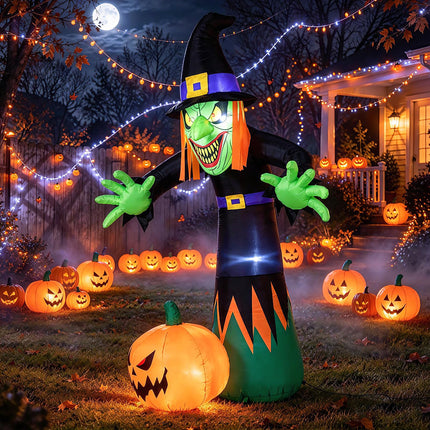 DREAMADE 8 FT Halloween Inflatable Witch Blow Up Yard Decoration