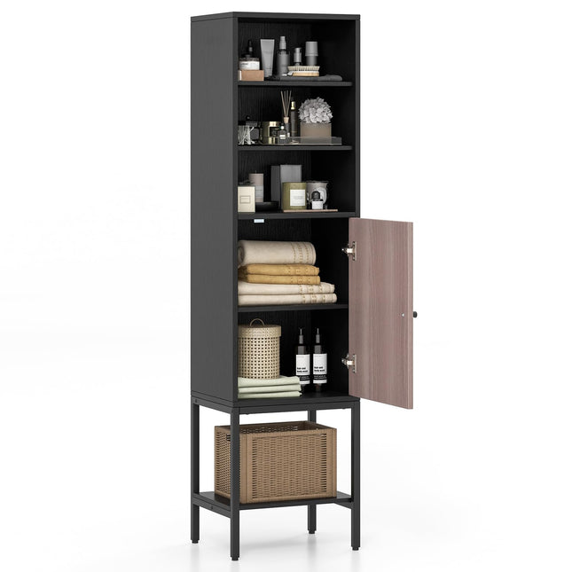 Dreamade 57” Tall Bathroom Storage Cabinet, Bathroom Floor Cabinet with Door, Adjustable Shelves & Foot Pads