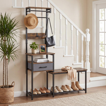 Dreamade 7-in-1 Hall Tree with Bench and Shoe Storage
