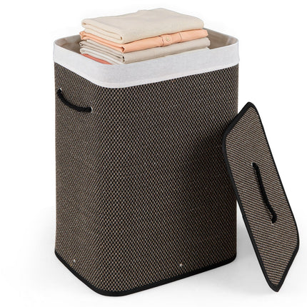 Dreamade 19 Gal Rectangular Bamboo Laundry Hamper with Lid