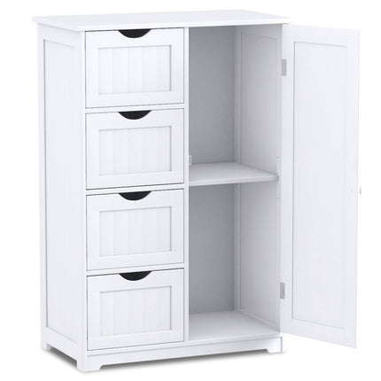 Dreamade Bathroom Floor Cabinet Wooden with 1 Door & 4 Drawer