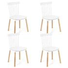 Dreamade Set of 4 Windsor Dining Chairs White, Modern Kitchen Chairs w/Spindle Backs & Curved Seats
