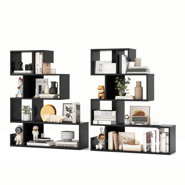 Dreamade 5-Tier S-Shaped Bookshelf, Geometric Bookcase w/Open Cubes