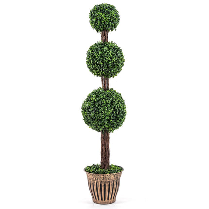 Dreamade Artificial Triple Ball Boxwood Tree 4 FT Fake Topiary Tree(1/2)