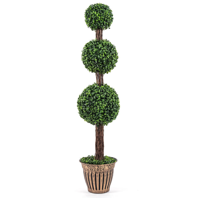 Dreamade Artificial Triple Ball Boxwood Tree 4 FT Fake Topiary Tree(1/2)