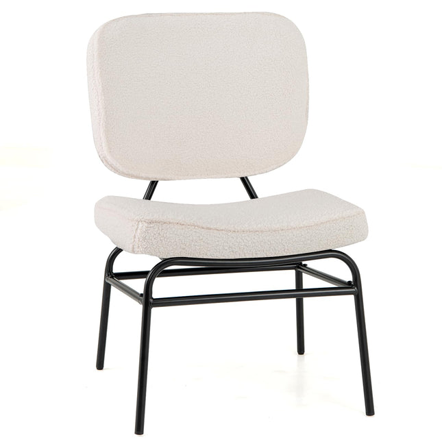 Dreamade Modern Armless Accent Chair - Sherpa Reading Chair with Sponge Padding