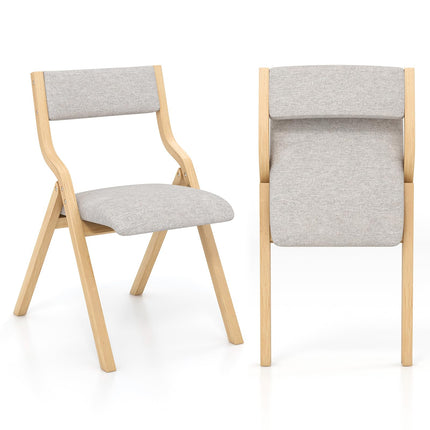 Folding Dining Chair Set of 2, No Assembly Folding Chairs w/Linen Padded Seats - Dreamade