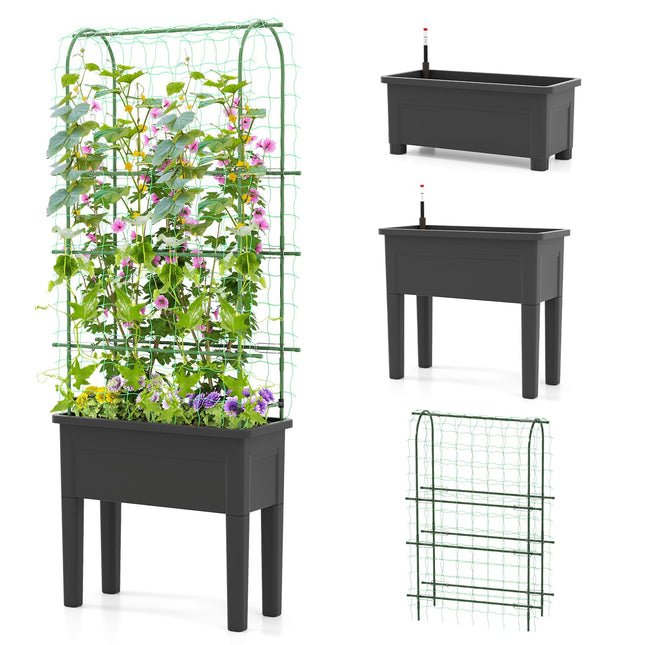 Dreamade Raised Garden Bed with Legs and Trellis for Climbing Plants