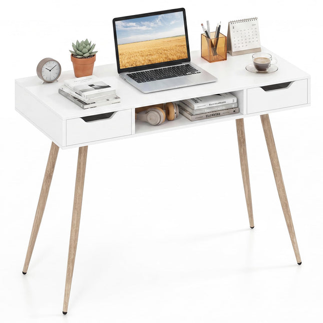 Dreamade 42.5" Minimalist Mid Century Modern Vanity Writing Desk with Open Storage Cubby
