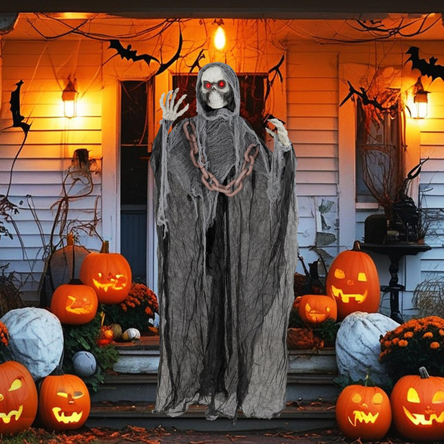 Dreamade 6.4 FT Halloween Animatronic Standing Grim Reaper, Halloween Decoration with Chain