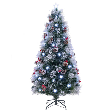 Dreamade Pre-lit Fiber Optic Christmas Tree, Artificial Snowy Xmas Tree with 49 Cool White LED Lights