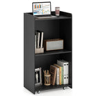 Dreamade Portable Podium Stand, Lectern Podium with 2 Storage Shelves, 4 Universal Wheels, Mobile Speaking Podium Hostess Stand Pulpits