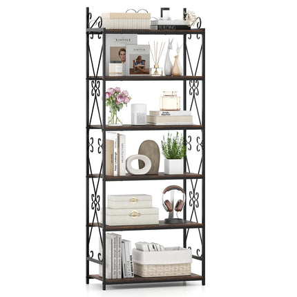 Dreamade 6-Tier Bookshelf Industrial Bookcase with 2 Anti-Tipping Kits and Metal Frame