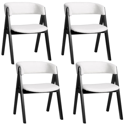 Dreamade Wooden Dining Chairs Set of 2/4 Modern Sherpa Upholstered Kitchen Chair