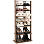 Dreamade 7-Tier Wooden Shoe Rack, Double Row Shoe Organizer for 14 Pairs, Customizable Height