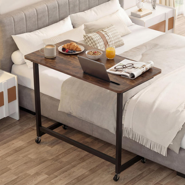 Dreamade Mobile C-Shape Side Table - Rolling Bedside Table w/Tablet Slot