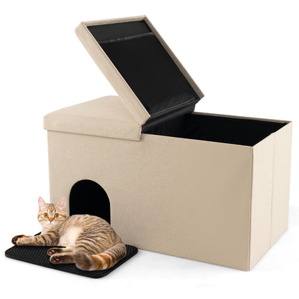 Dreamade Cat Litter Box Enclosure - Hidden Cat Litter Box Furniture Ottoman