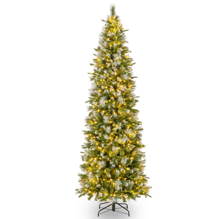 Dreamade 6ft / 7.5ft / 9ft Pre-Lit Pencil Christmas Tree with Flocked Frosted Tips & LED Lights