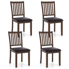 Dreamade Wooden Dining Chairs Set, Upholstered Kitchen Chairs w/Slat Back, Wear-Resistant PVC Leather